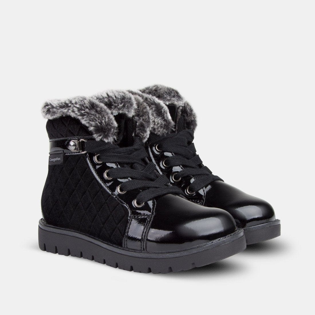 CONGUITOS Shoes Girl's Black Velvet Boots