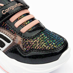 CONGUITOS Shoes Girl's Black With Lights Sneakers Glitter
