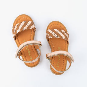 CONGUITOS Shoes Girl's Brown Braided Leather Sandals