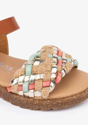 CONGUITOS Shoes Girl's Brown Braided Sandals Leather