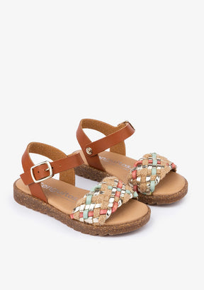 CONGUITOS Shoes Girl's Brown Braided Sandals Leather