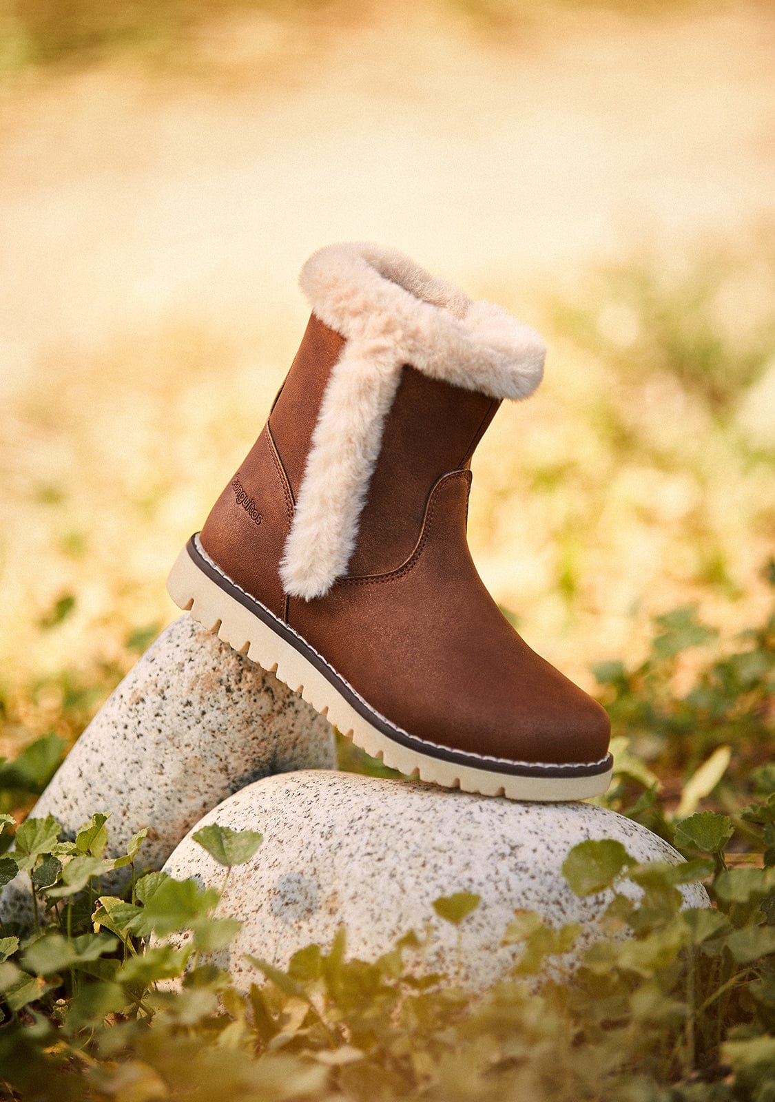 CONGUITOS Shoes Girl's Brown Fur Boots Napa