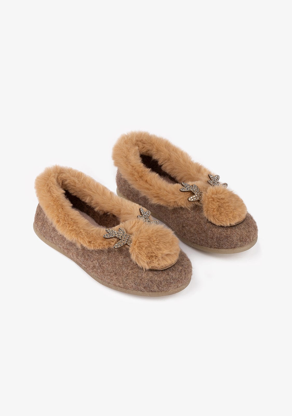 CONGUITOS Shoes Girl's Brown Glows in the Dark Reindeer Home Slippers