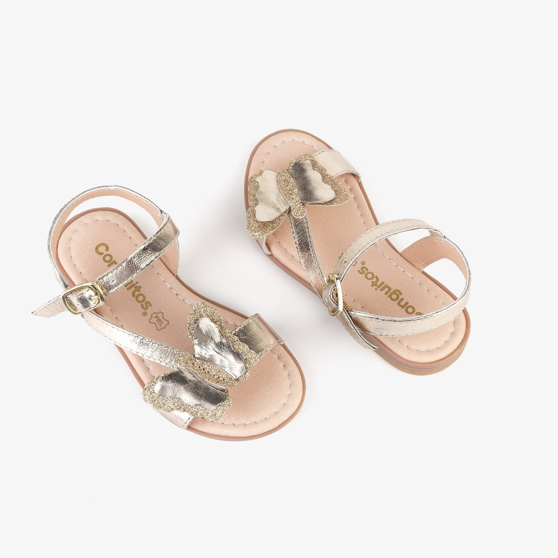 CONGUITOS Shoes Girl's "Butterfly" Platinum Leather Sandals