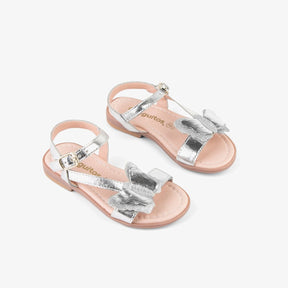 CONGUITOS Shoes Girl's "Butterfly" Silver Leather Sandals