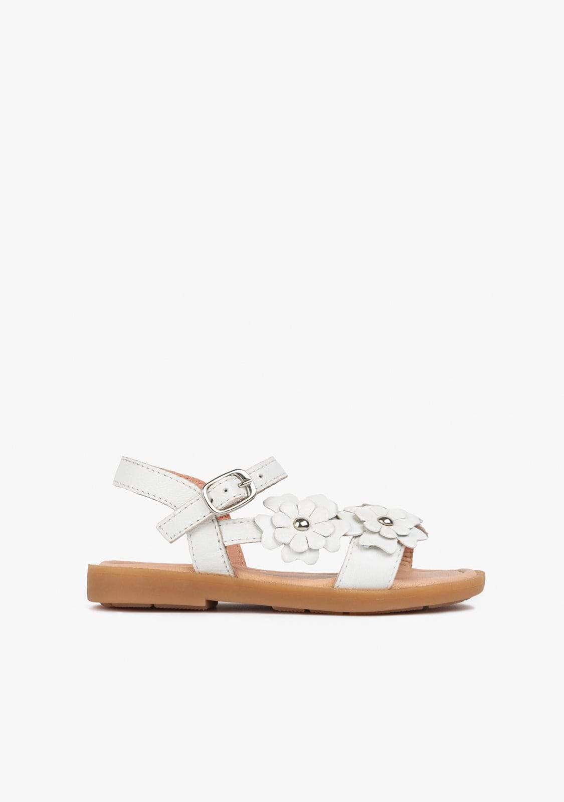 CONGUITOS Shoes Girl's Daisy White Leather Sandals