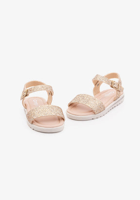 CONGUITOS Shoes Girl's Glitter Platinum Sandals