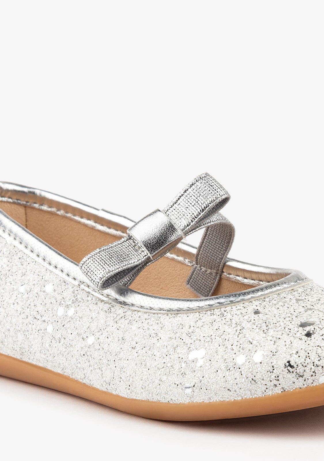 CONGUITOS Shoes Girl's Glitter Silver Ballerinas With Bow