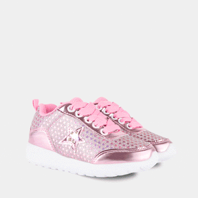 CONGUITOS Shoes Girl's Glitter Star Pink Sneakers with Lights