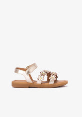 CONGUITOS Shoes Girl's Gold Flowers Sandals Napa