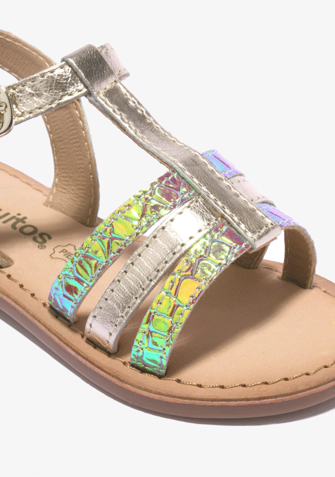 CONGUITOS Shoes Girl's Gold Texture Sandals Napa