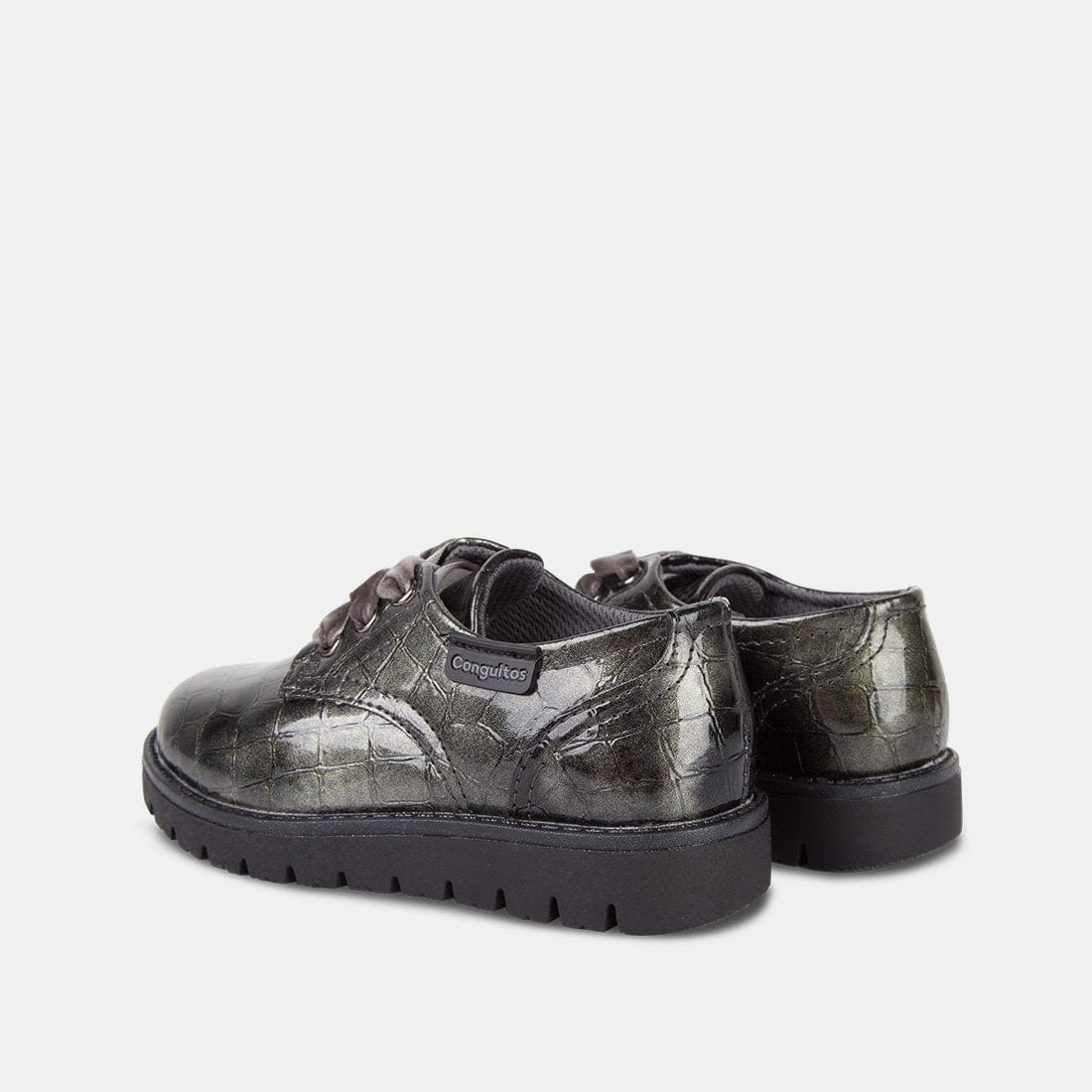 CONGUITOS Shoes Girl's Grey Patent Leather Shoes