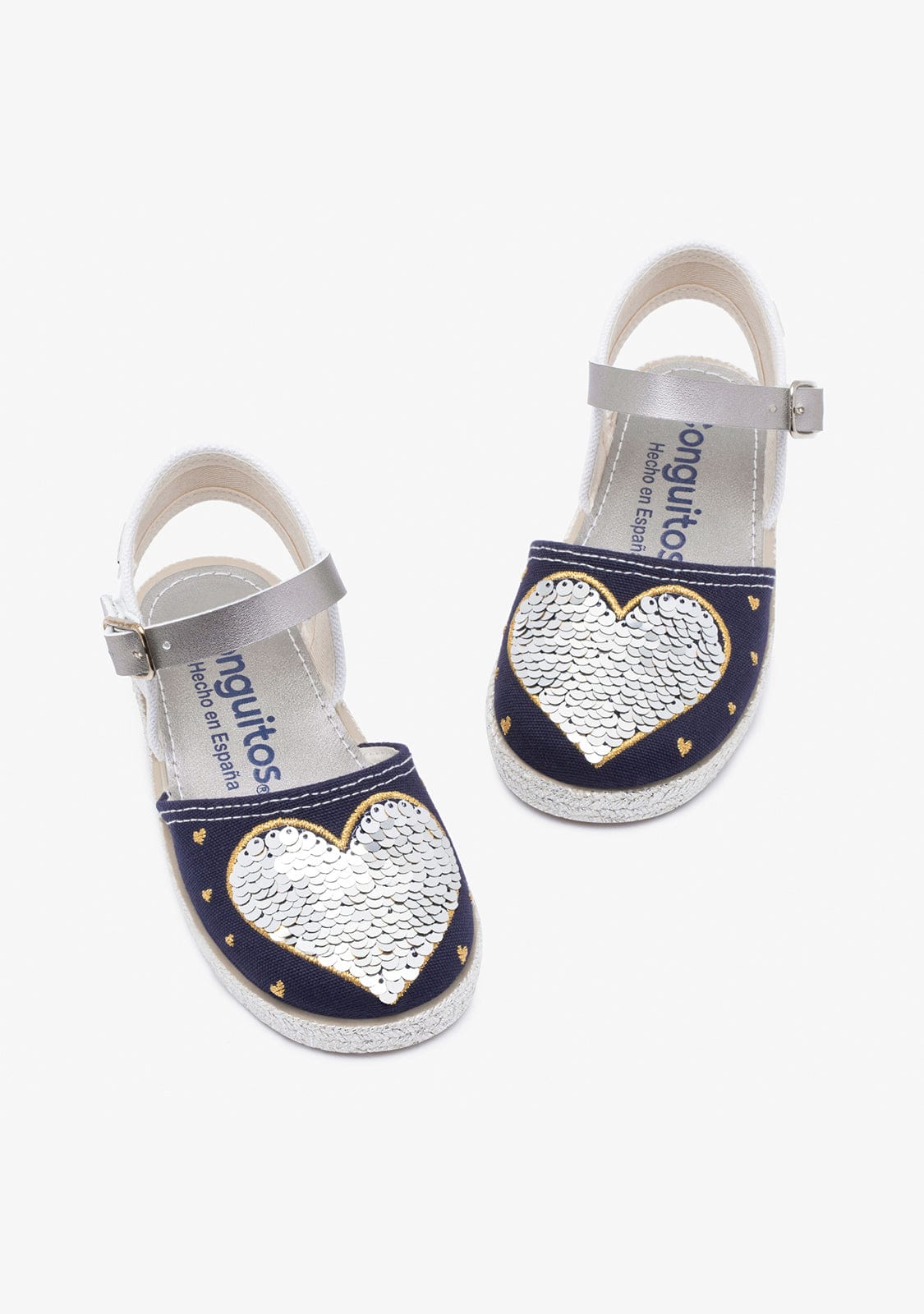 CONGUITOS Shoes Girl's Heart Reversible Sequins Espadrilles