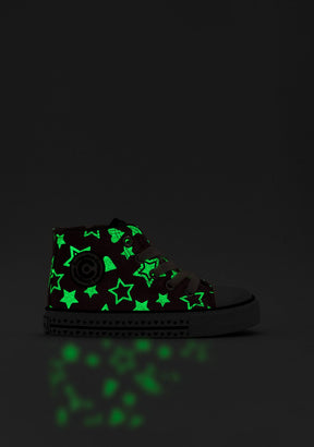 CONGUITOS Shoes Girl's Light Gold Glows in the Dark Hi-Top Sneakers