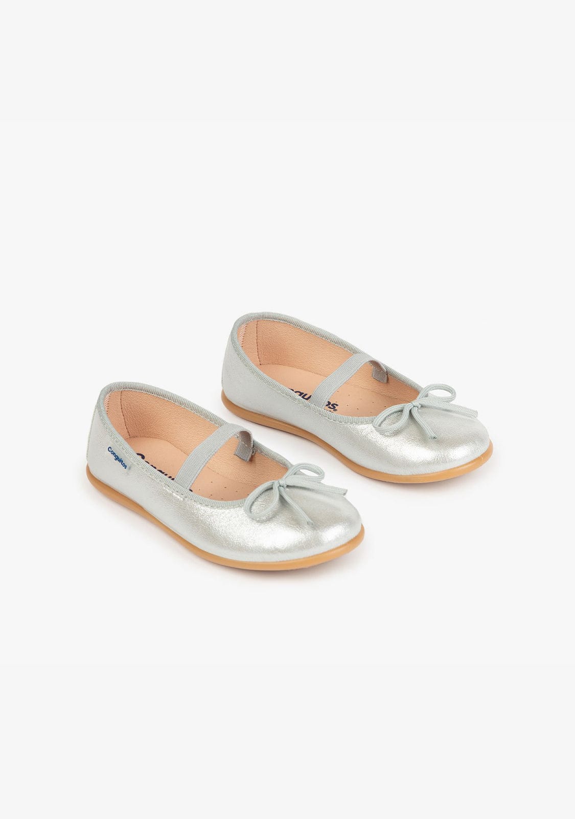 CONGUITOS Shoes Girl’s Metalic Silver Basic Ballerinas