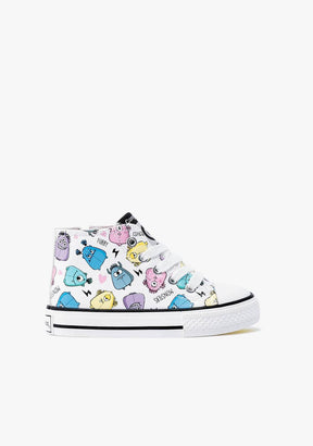 CONGUITOS Shoes Girl's Monster High-Top Sneakers White Napa
