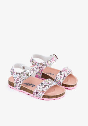 CONGUITOS Shoes Girl's Multi Unicorn Print Bio Sandals