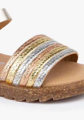 CONGUITOS Shoes Girl's Multicolor Metallized Sandals Leather