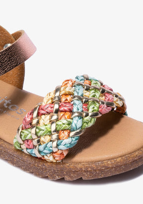CONGUITOS Shoes Girl's Multicolour Buckle Metallized Sandals
