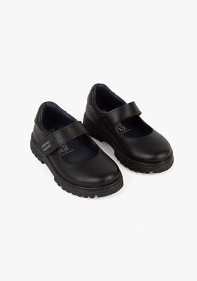 CONGUITOS Shoes Girl's Navy Lug Sole Washable Leather School Shoes