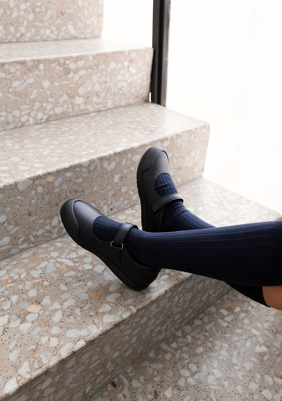 CONGUITOS Shoes Girl's Navy Washable Leather School Shoes