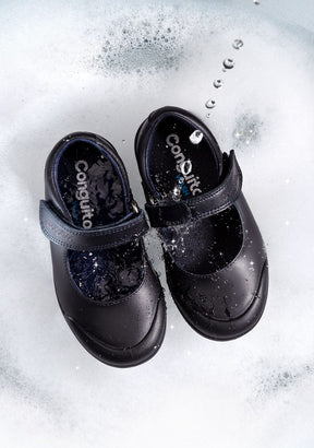 CONGUITOS Shoes Girl's Navy Washable Leather School Shoes