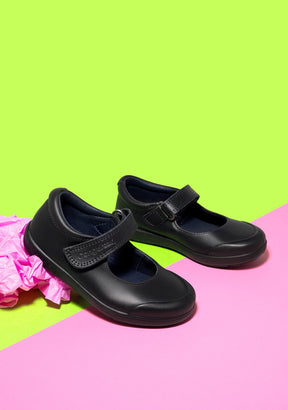 CONGUITOS Shoes Girl's Navy Washable Leather School Shoes