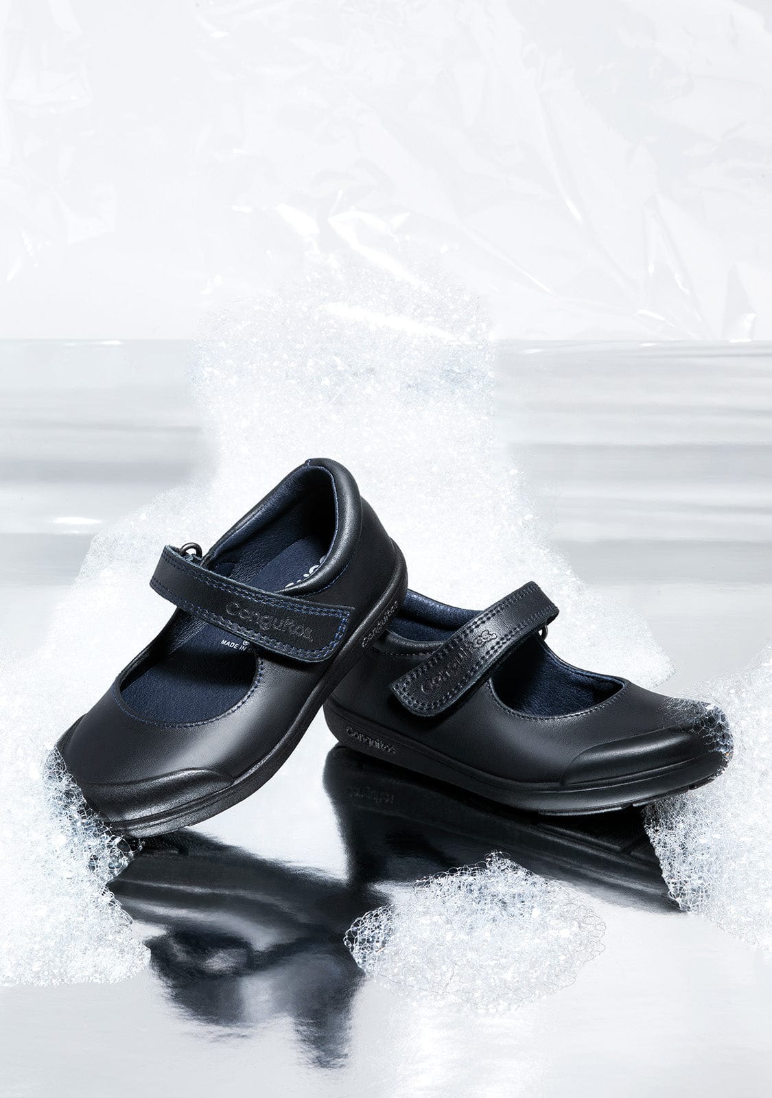 CONGUITOS Shoes Girl's Navy Washable Leather School Shoes