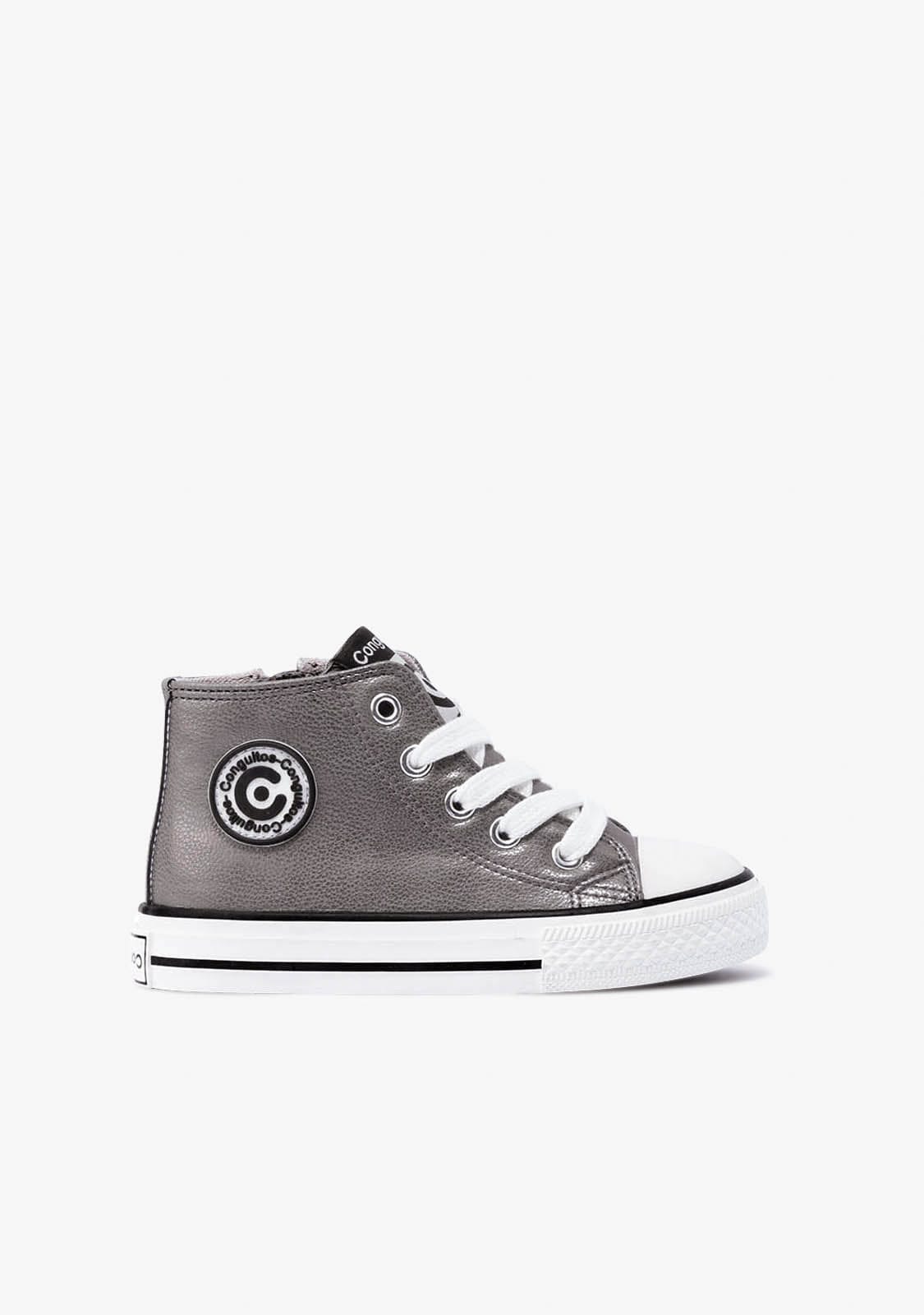 CONGUITOS Shoes Girl's Pewter Hi-Top Sneakers
