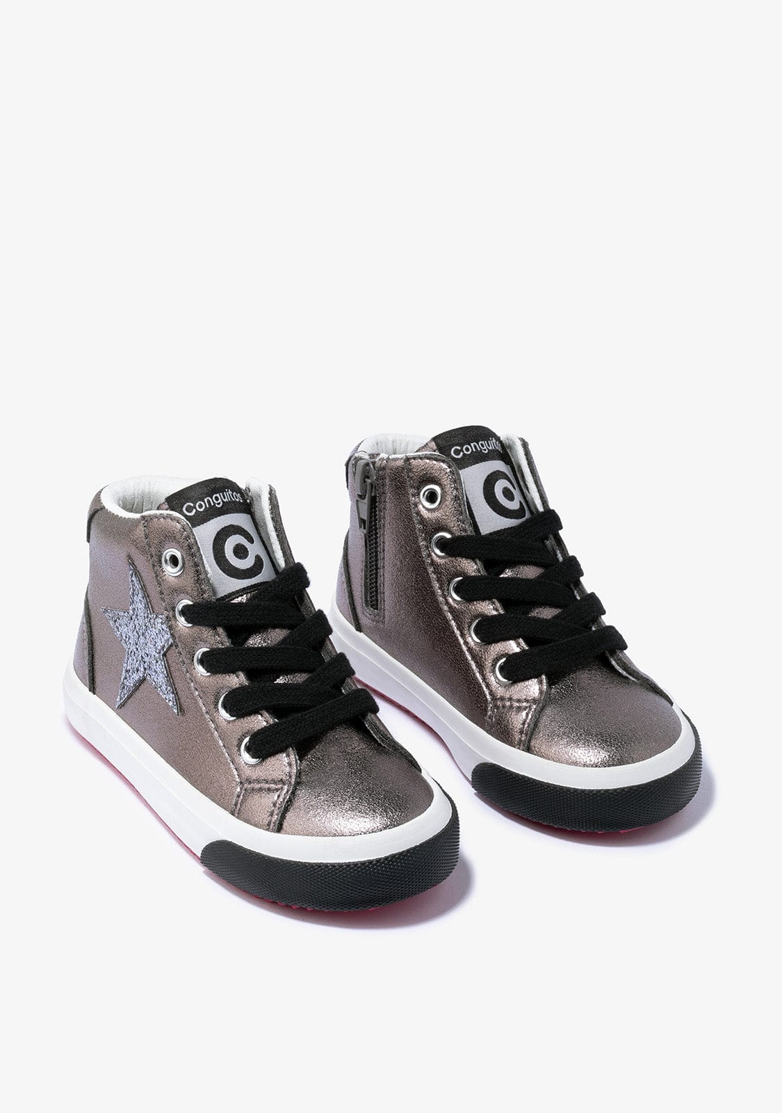CONGUITOS Shoes Girl´s Pewter Star Hi-Top Sneakers