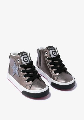CONGUITOS Shoes Girl´s Pewter Star Hi-Top Sneakers