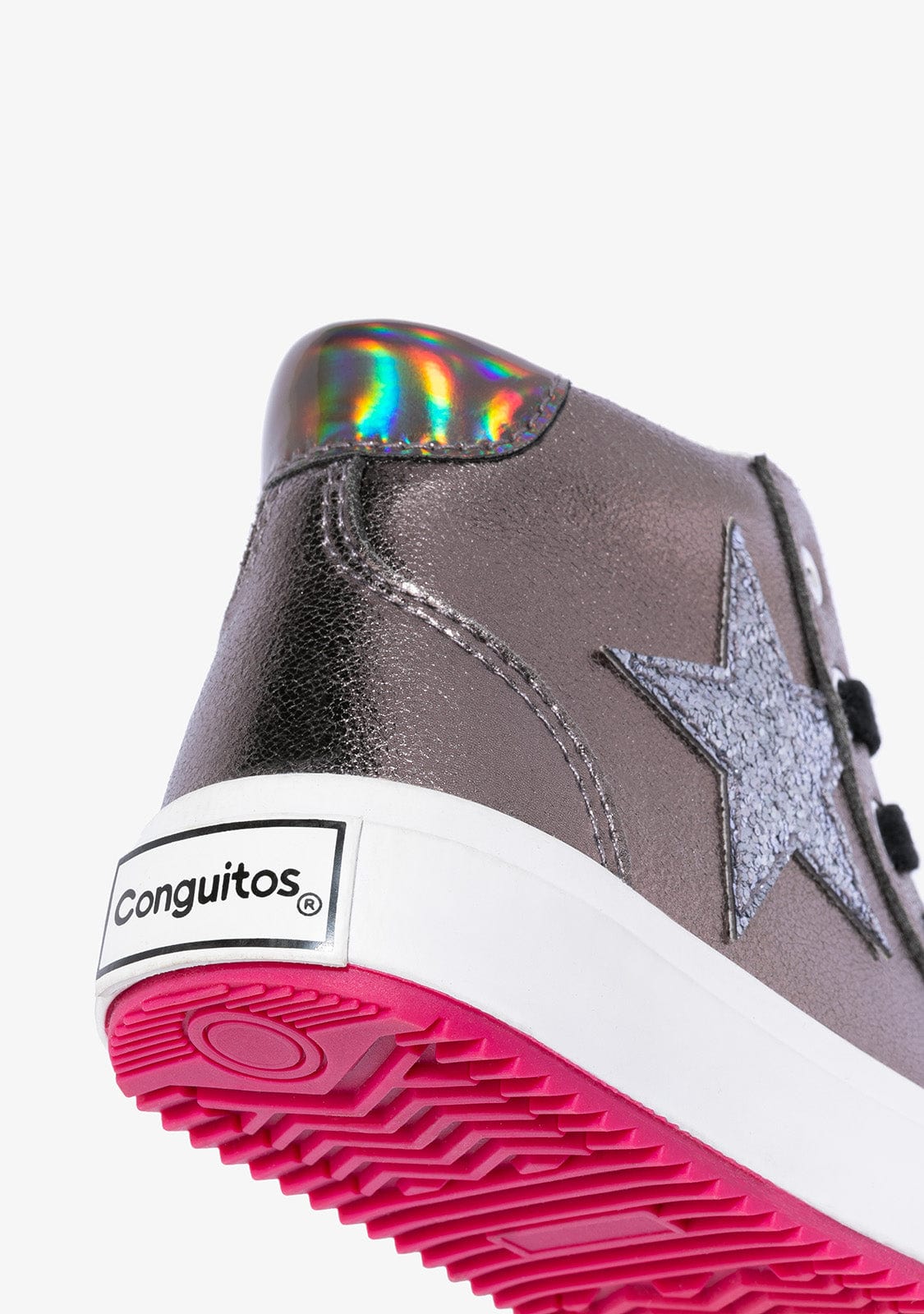 CONGUITOS Shoes Girl´s Pewter Star Hi-Top Sneakers