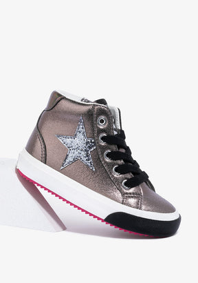 CONGUITOS Shoes Girl´s Pewter Star Hi-Top Sneakers