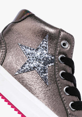 CONGUITOS Shoes Girl´s Pewter Star Hi-Top Sneakers