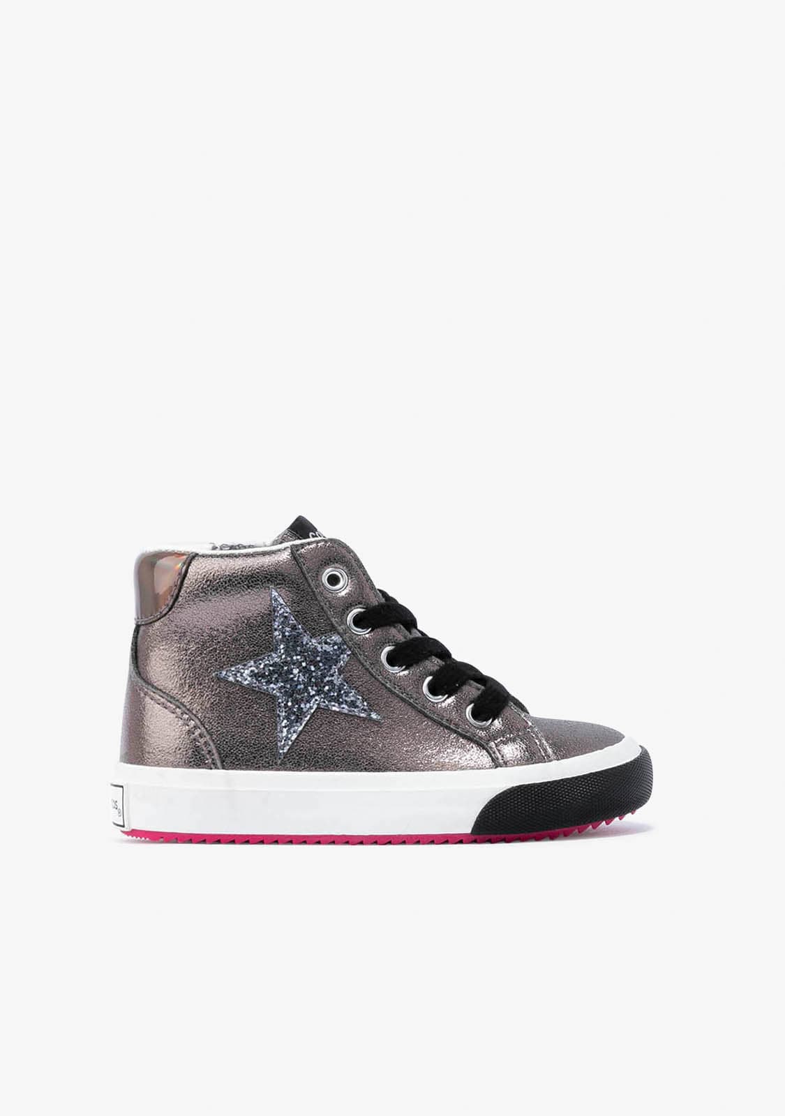 CONGUITOS Shoes Girl´s Pewter Star Hi-Top Sneakers