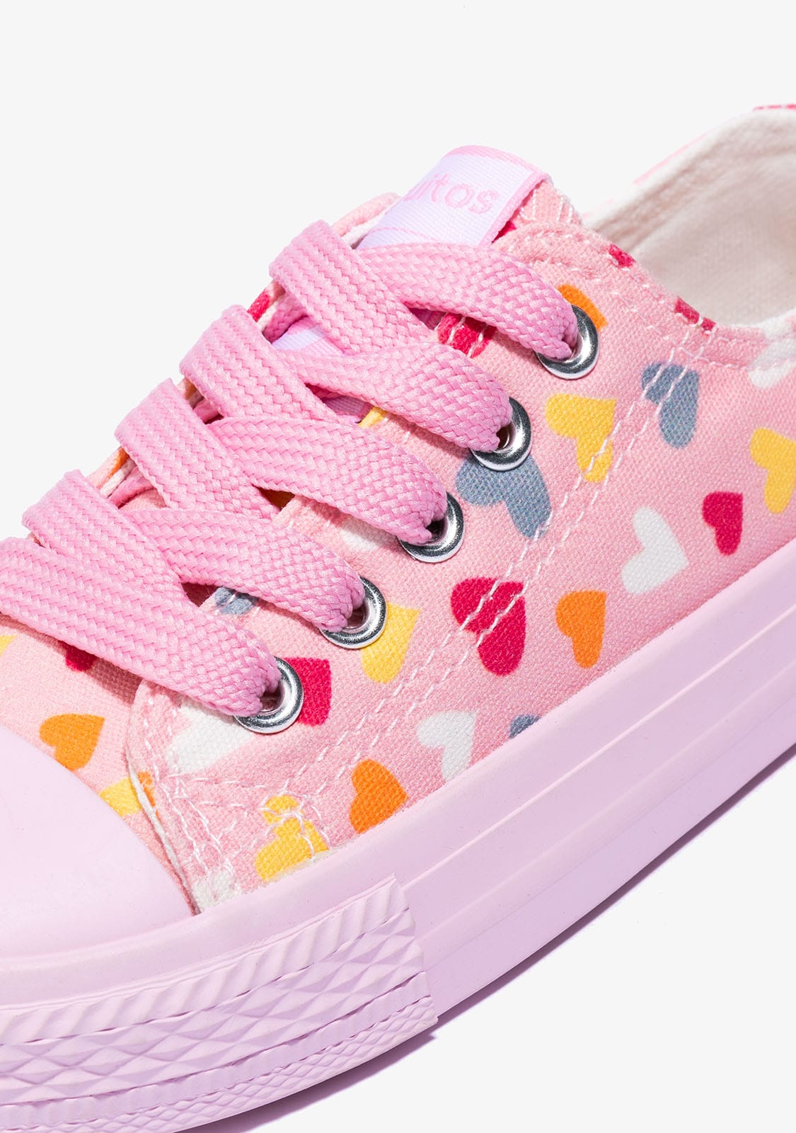 CONGUITOS Shoes Girl's Pink Cord Heart Sneakers Canvas