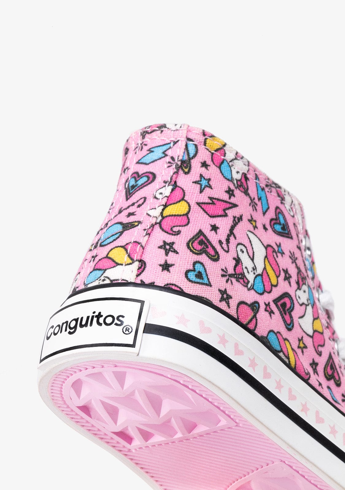 CONGUITOS Shoes Girl's Pink Cord Unicorn Hi-Top Sneakers Canvas
