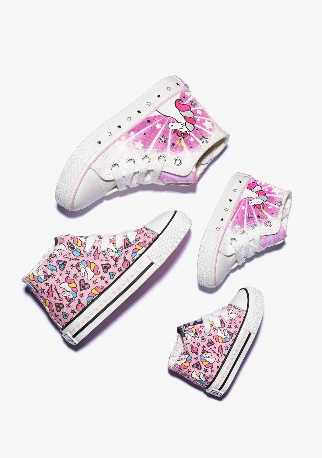 CONGUITOS Shoes Girl's Pink Cord Unicorn Hi-Top Sneakers Canvas