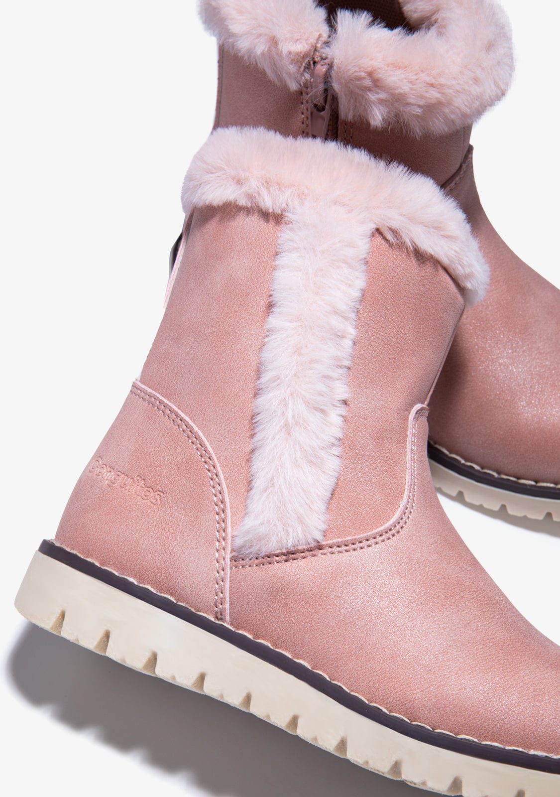 CONGUITOS Shoes Girl's Pink Fur Boots Napa