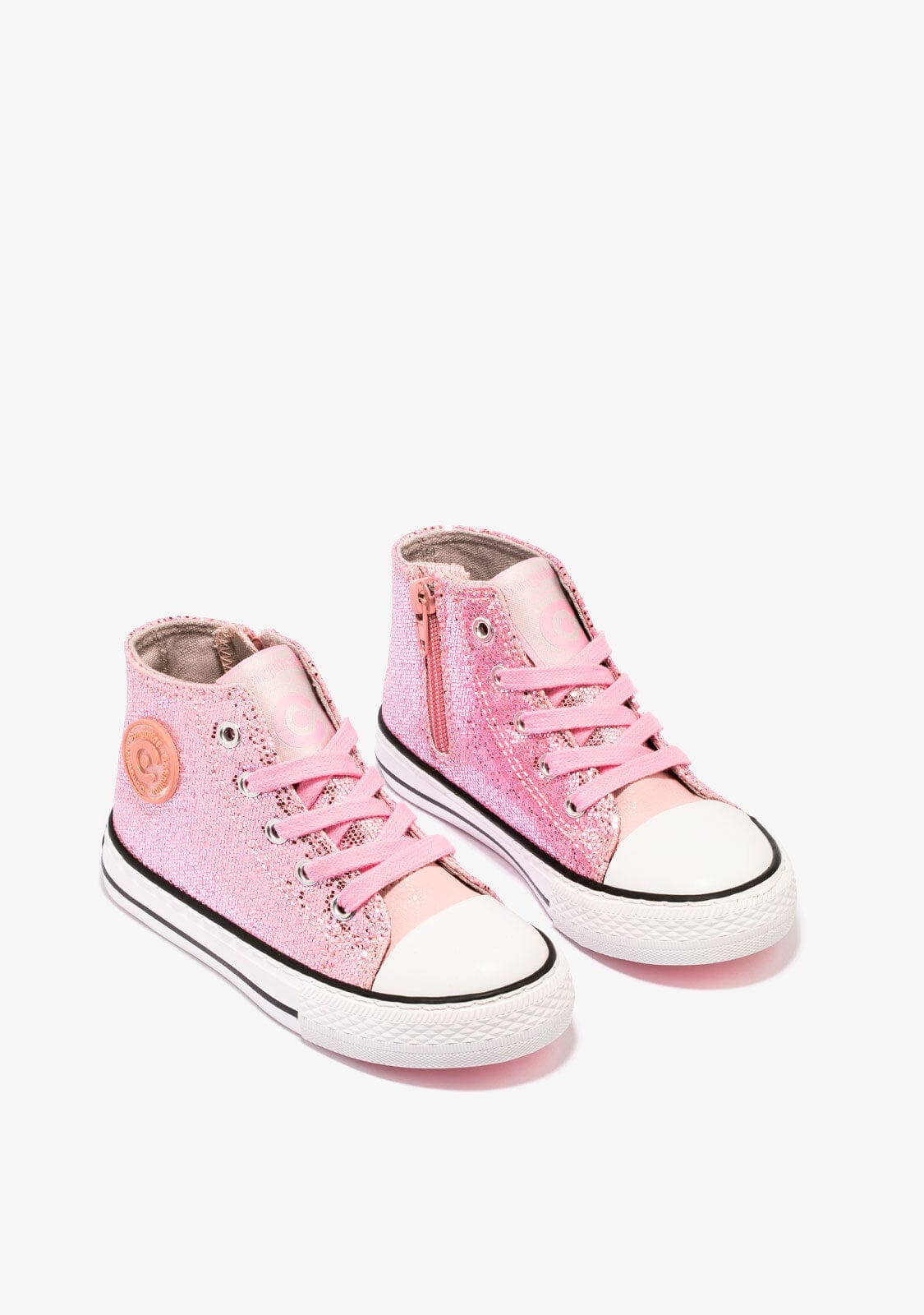 CONGUITOS Shoes Girl's Pink Glitter Hi-Top Sneakers