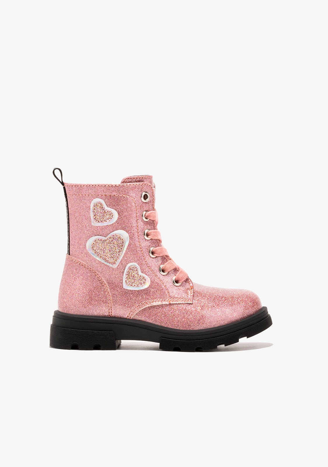 CONGUITOS Shoes Girl's Pink Hearts Cord Ankle Boots