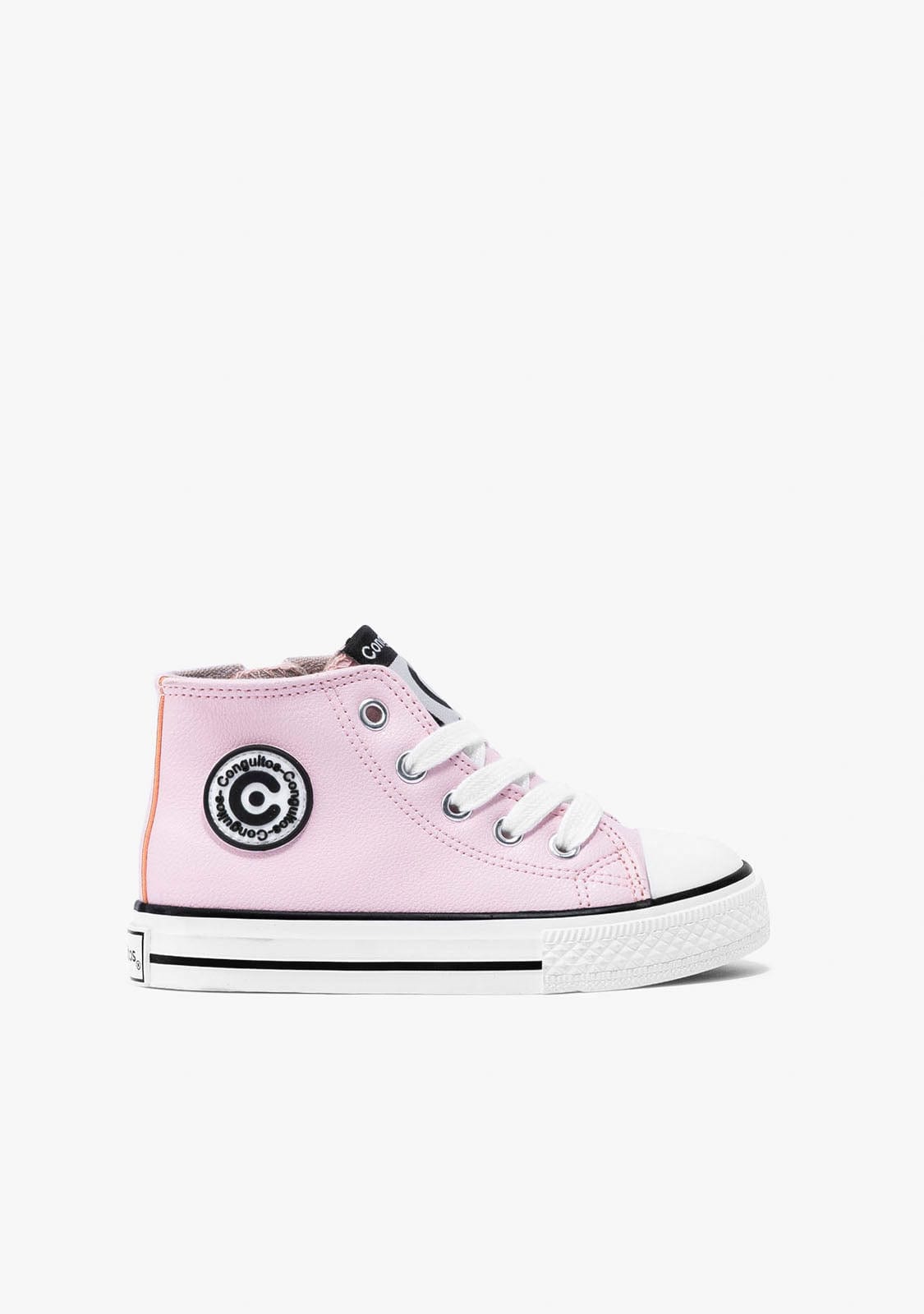 CONGUITOS Shoes Girl's Pink Logo Hi-Top Sneakers Napa