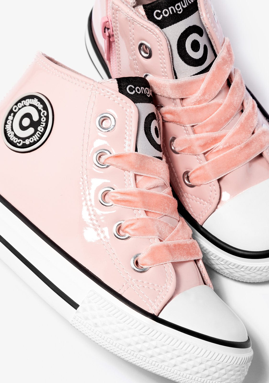 CONGUITOS Shoes Girl's Pink Patent High-Top Sneakers