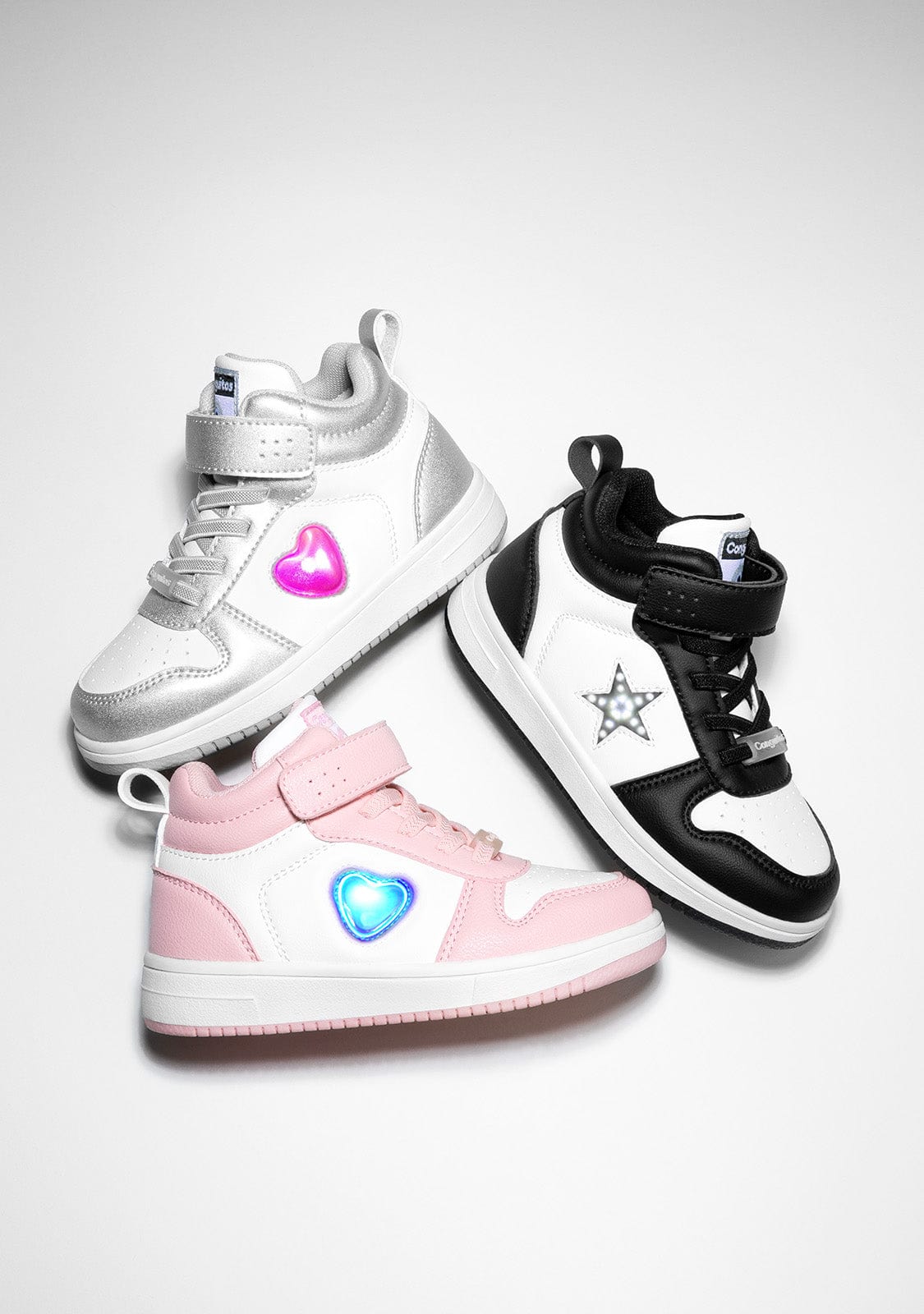 CONGUITOS Shoes Girl´s Pink - White With Lights Hi-Top Sneakers Napa