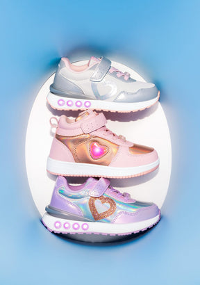 CONGUITOS Shoes Girl's Pink With Lights Heart Hi-Top Sneakers