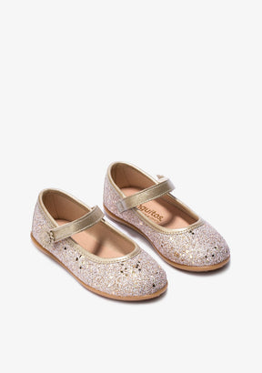 CONGUITOS Shoes Girl's Platinum Adherent Strip Glitter Ballerinas