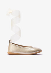 CONGUITOS Shoes Girl's Platinum Bow Ballerinas Metallized