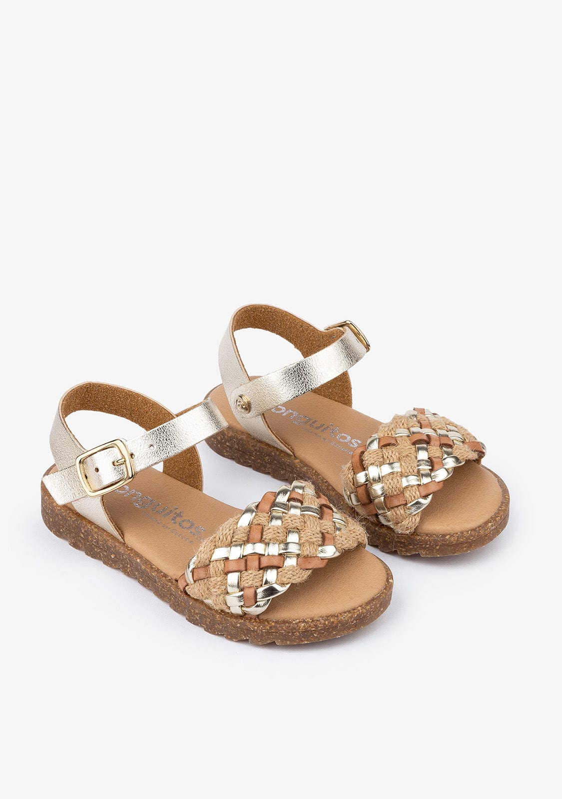 CONGUITOS Shoes Girl's Platinum Braided Sandals Leather
