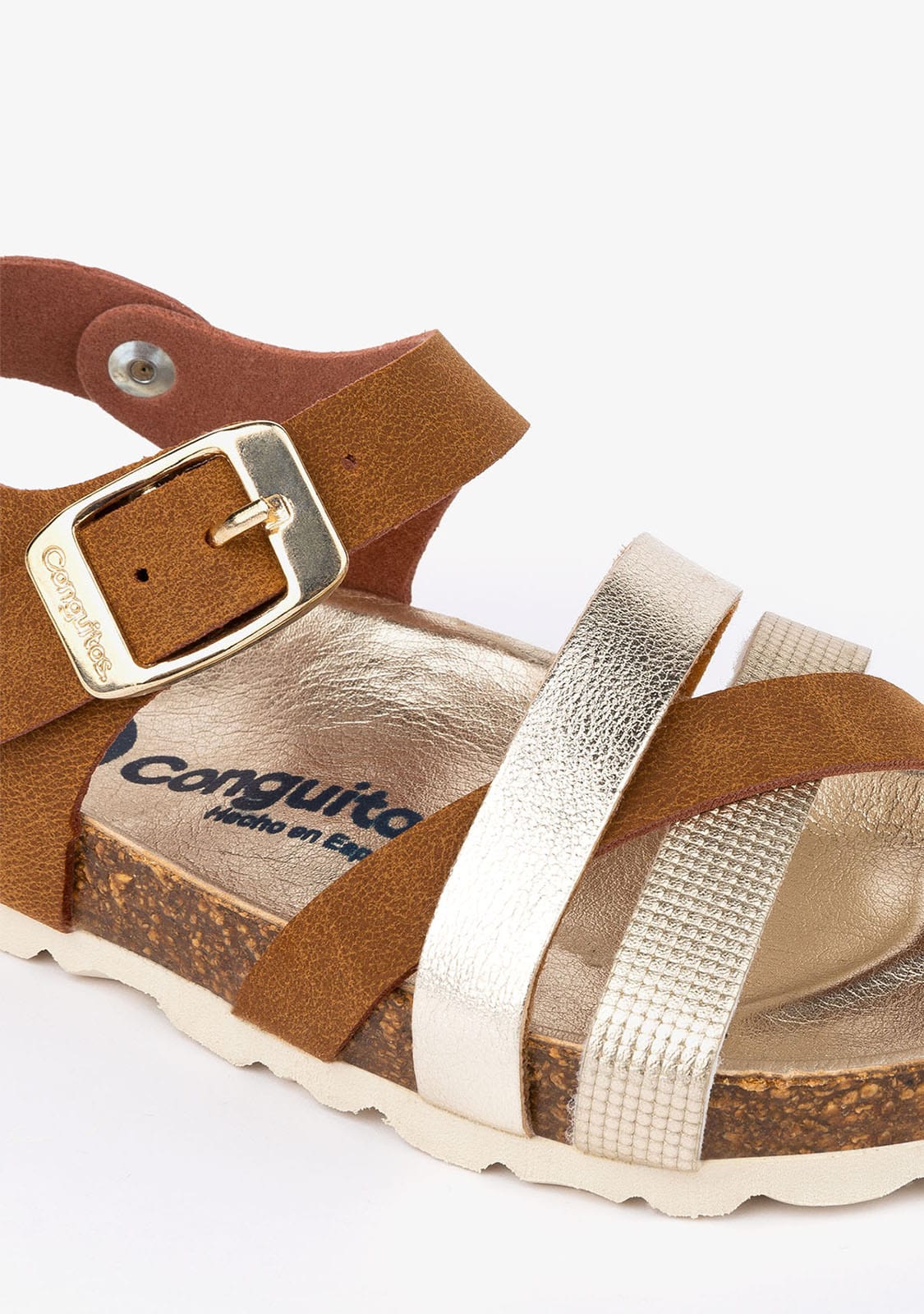 CONGUITOS Shoes Girl's Platinum/Brown Metallized Bio Sandals