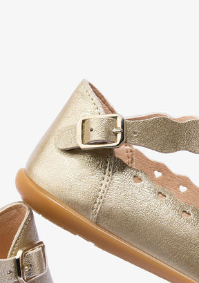 CONGUITOS Shoes Girl's Platinum Buckle Ballerinas Metallized